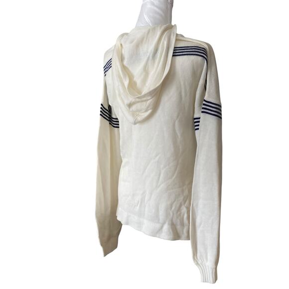 Vintage 70s Bronson Anchor Hooded Sweater White Blue Stripe Nautical Sz Small - Picture 5 of 16